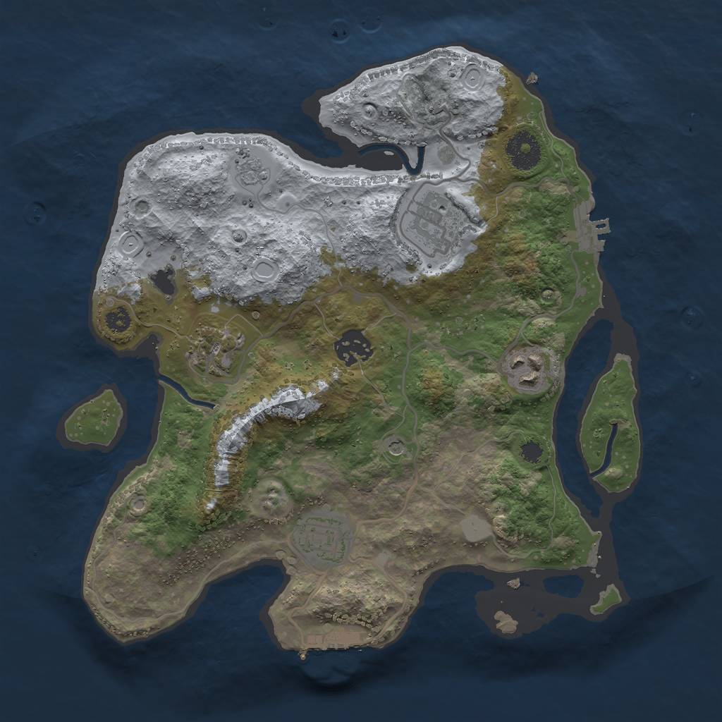 Rust Map: Procedural Map, Size: 3000, Seed: 1202276837, 14 Monuments