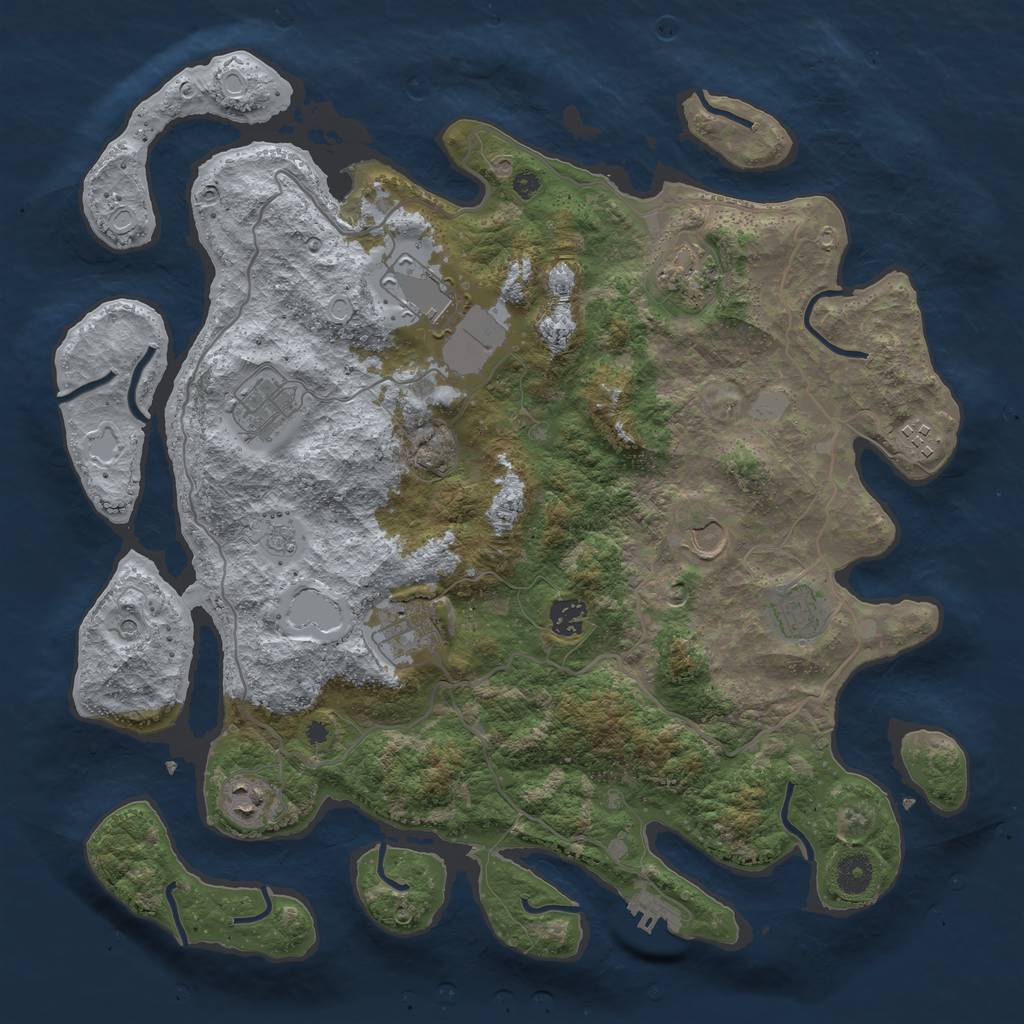 Rust Map: Procedural Map, Size: 4000, Seed: 618359, 17 Monuments