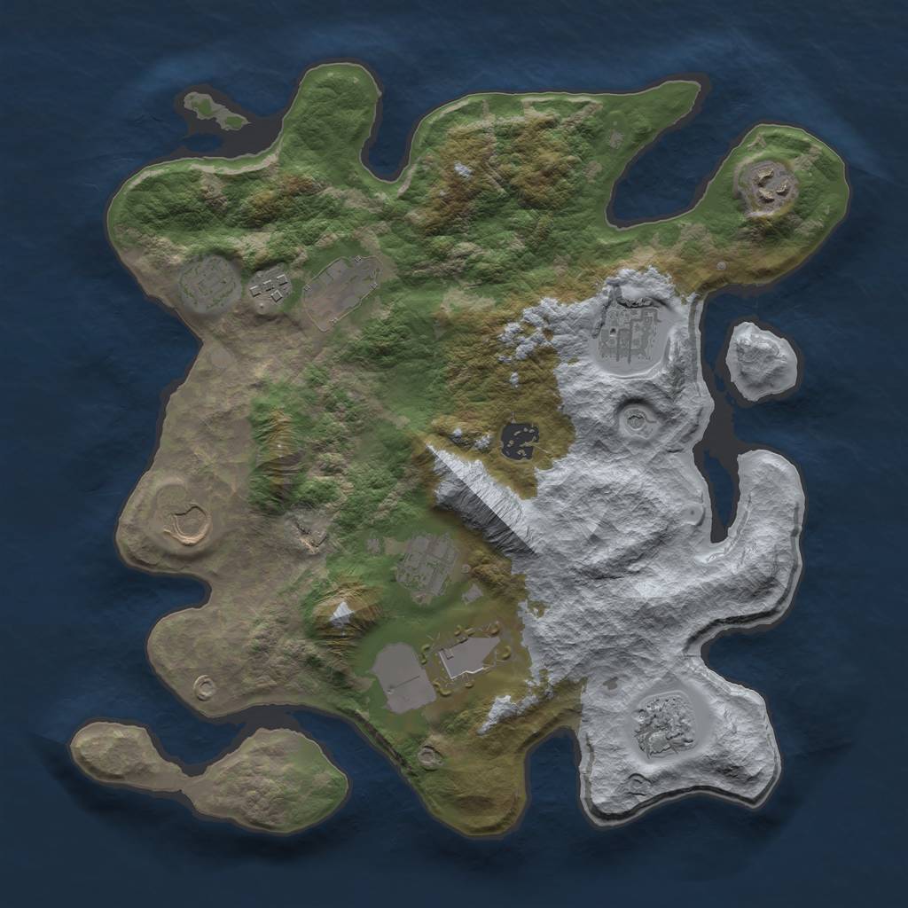 Rust Map: Barren, Size: 3500, Seed: 236969007, 13 Monuments