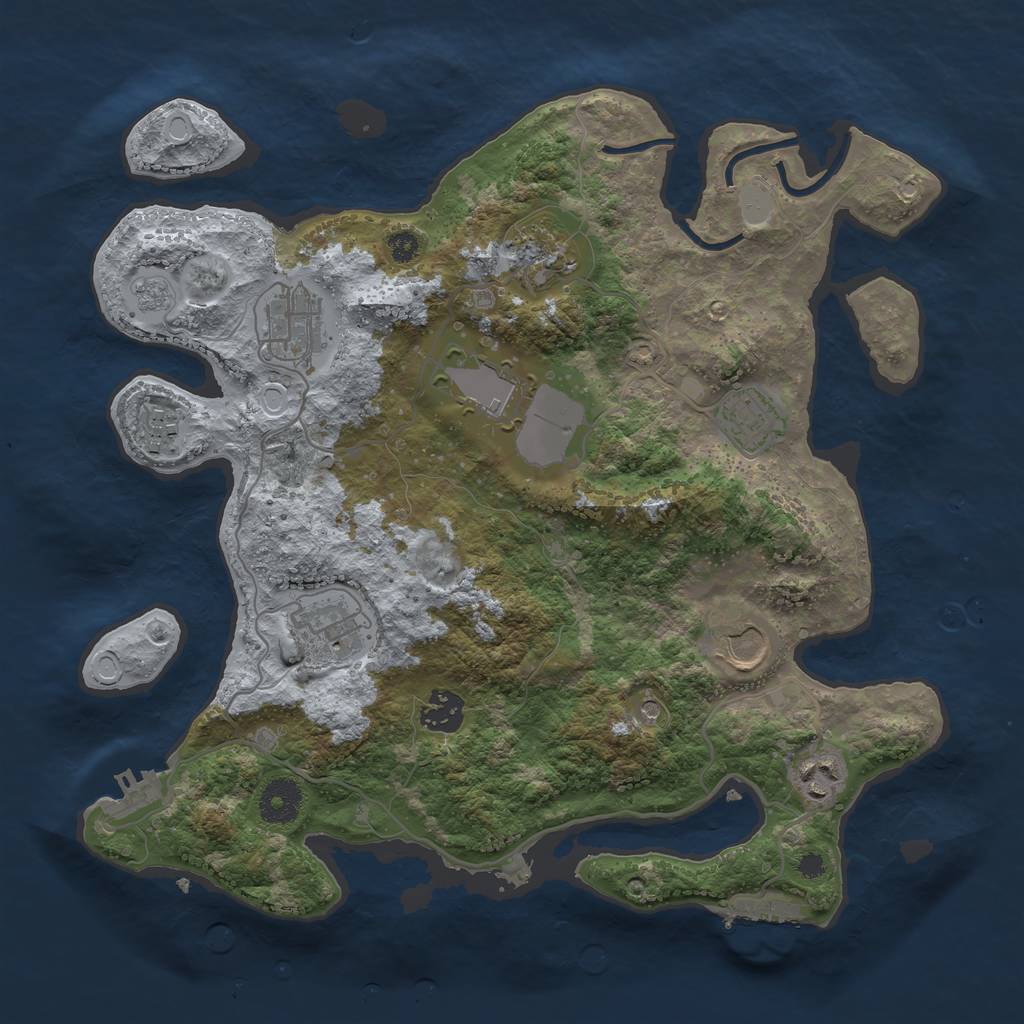 Rust Map: Procedural Map, Size: 3500, Seed: 3991251, 18 Monuments