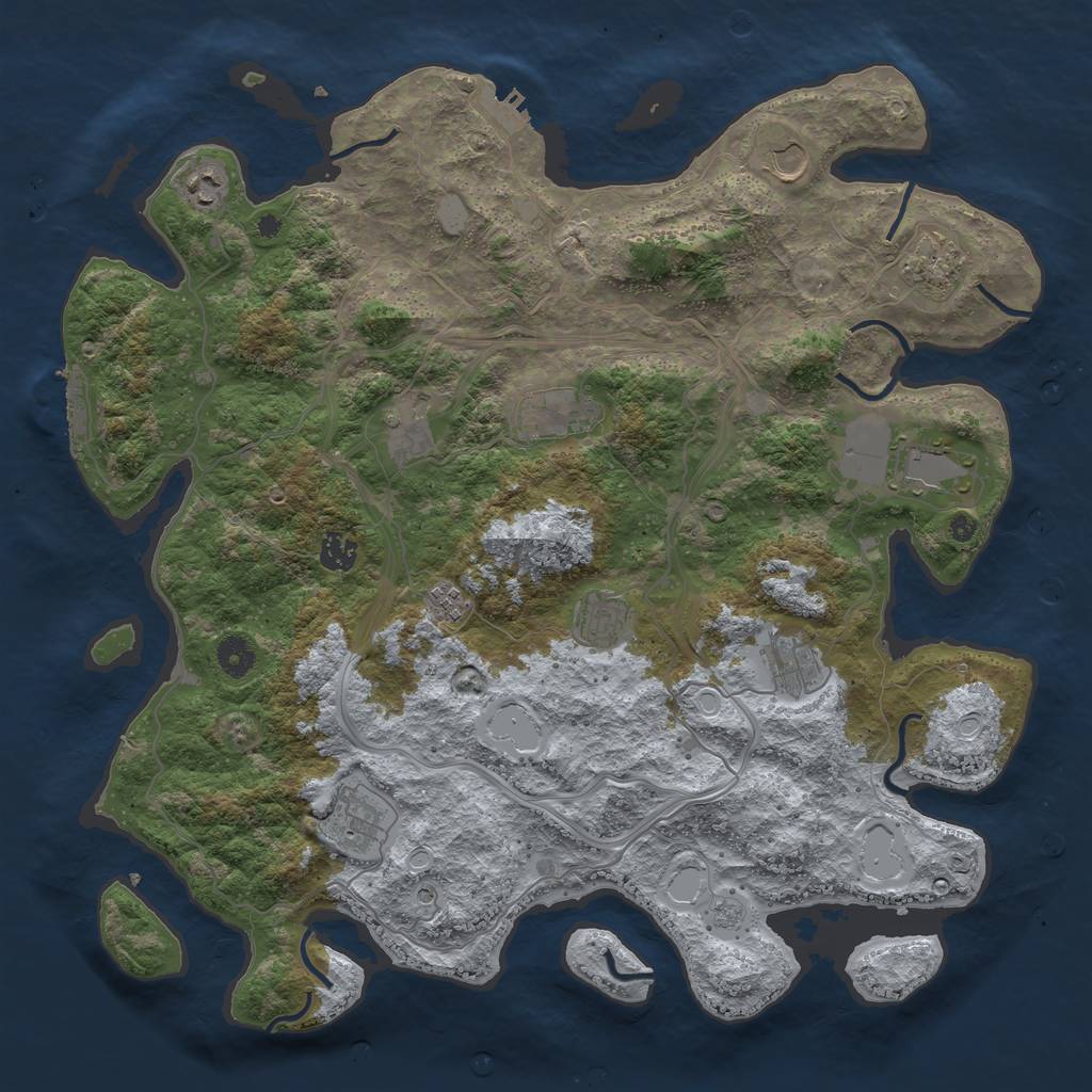 Rust Map: Procedural Map, Size: 4250, Seed: 886912180, 20 Monuments