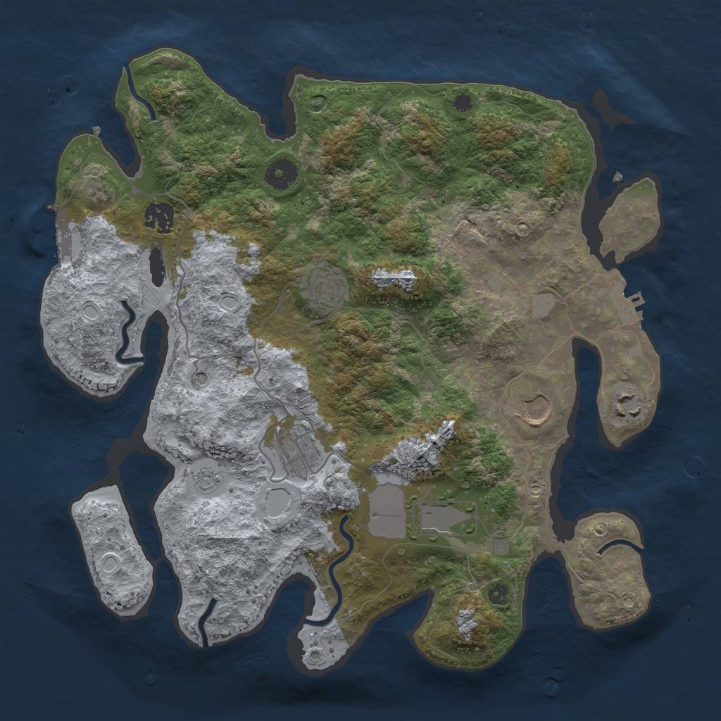 Rust Map: Procedural Map, Size: 3500, Seed: 830770222, 15 Monuments