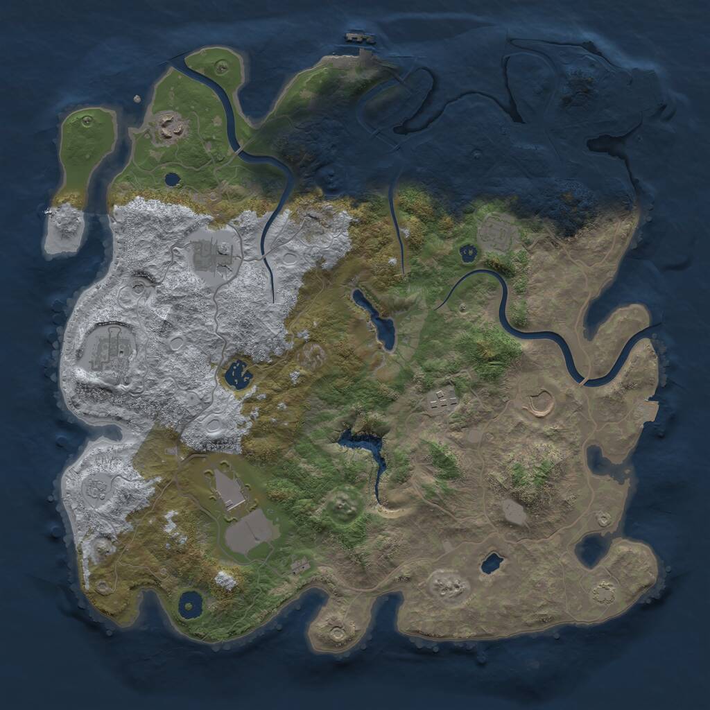 Rust Map: Procedural Map, Size: 4000, Seed: 315409, 14 Monuments