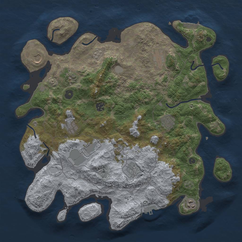 Rust Map: Procedural Map, Size: 4000, Seed: 68995, 19 Monuments