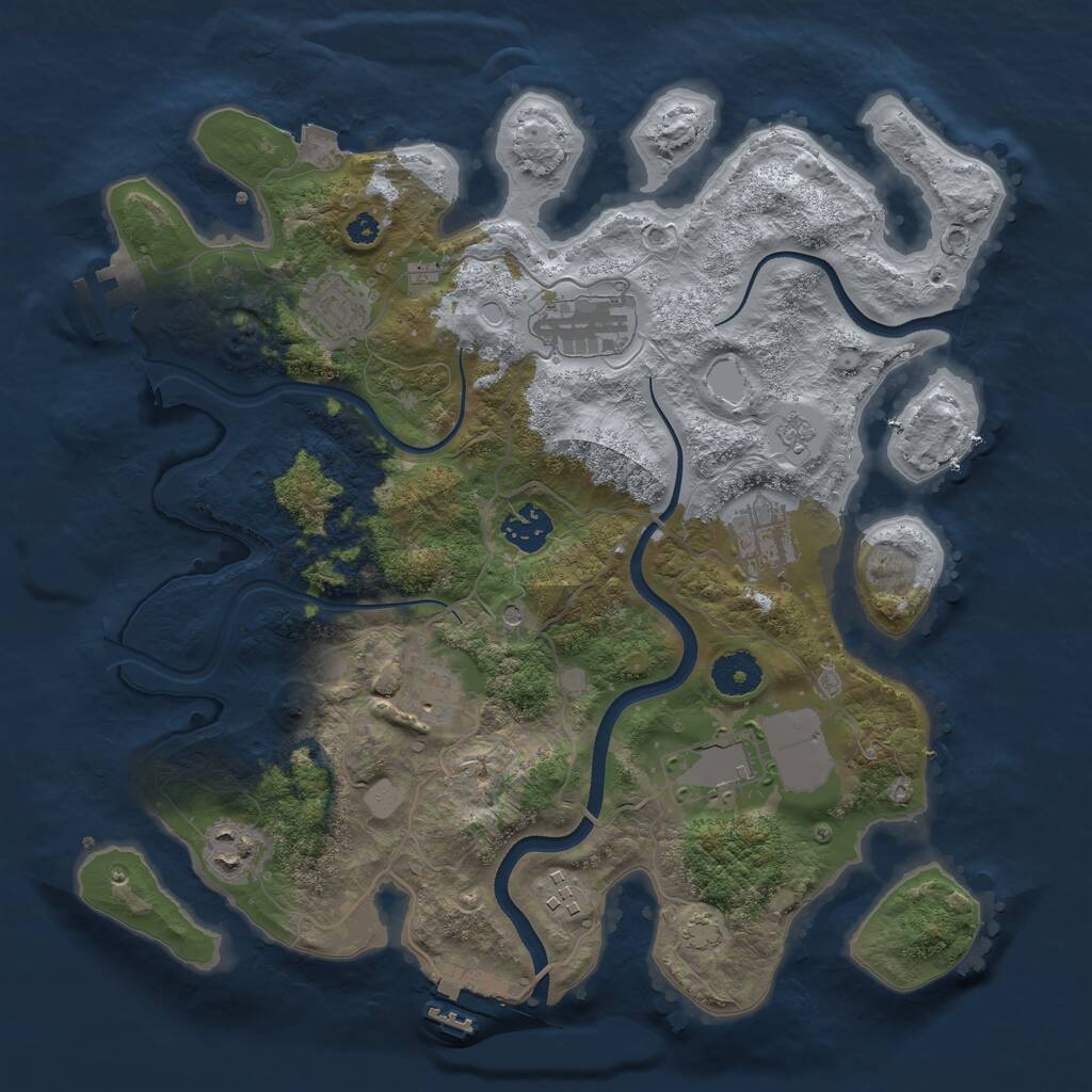 Rust Map: Procedural Map, Size: 3500, Seed: 654216898, 14 Monuments
