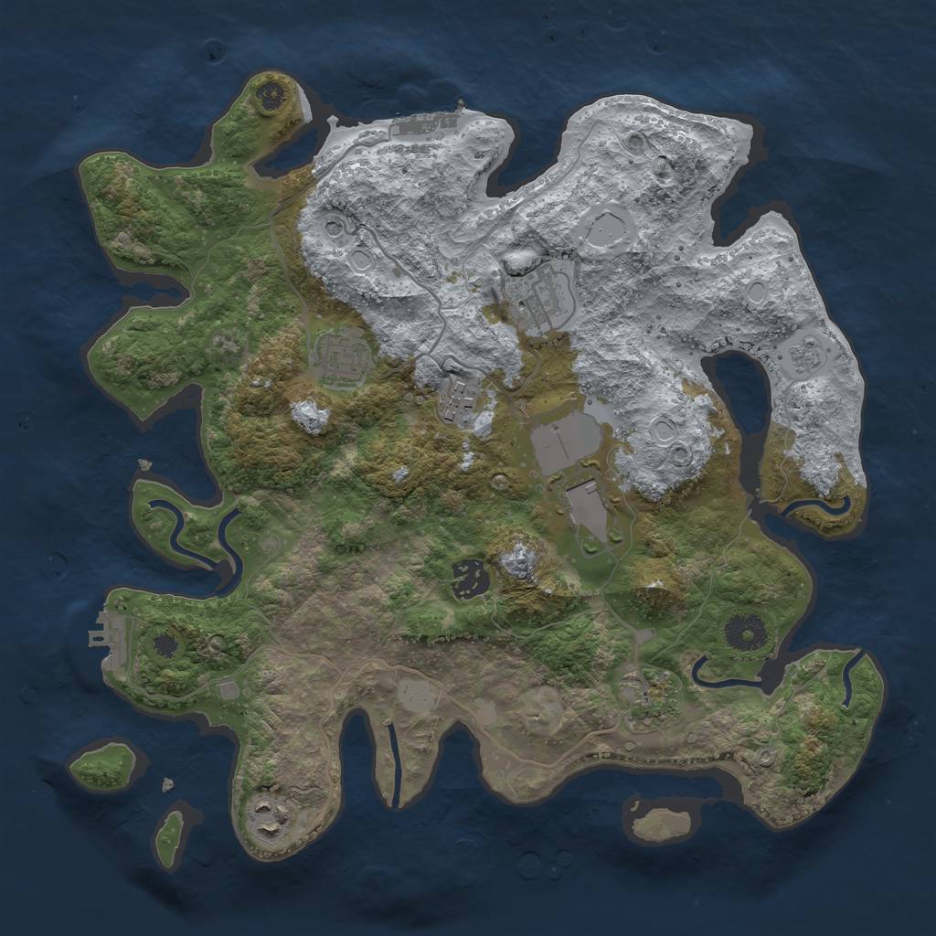 Rust Map: Procedural Map, Size: 3500, Seed: 1629392731, 16 Monuments