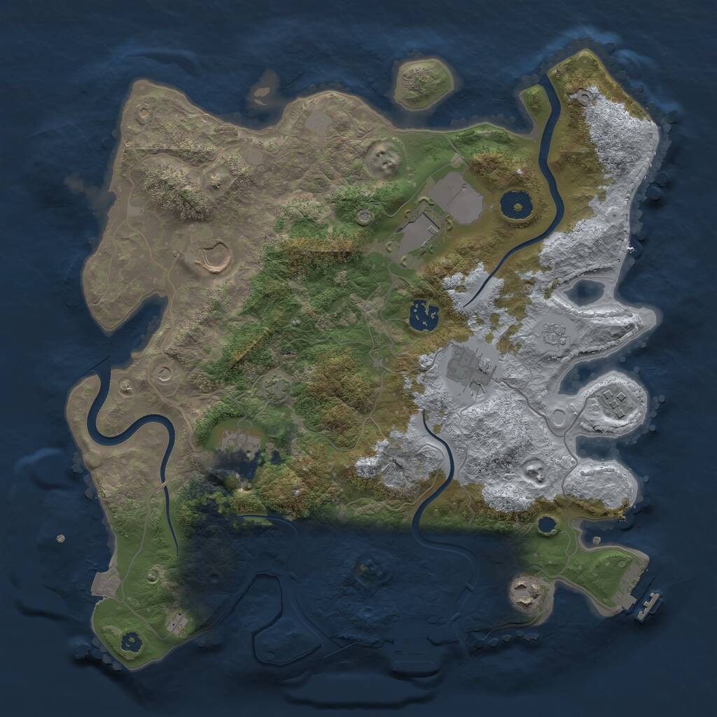 Rust Map: Procedural Map, Size: 3500, Seed: 1142797314, 13 Monuments