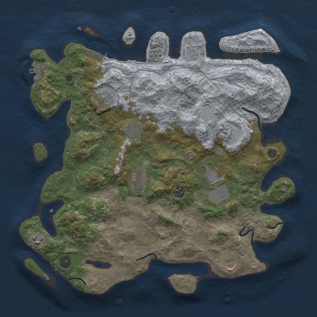 Rust Map: Procedural Map, Size: 4000, Seed: 831439, 18 Monuments