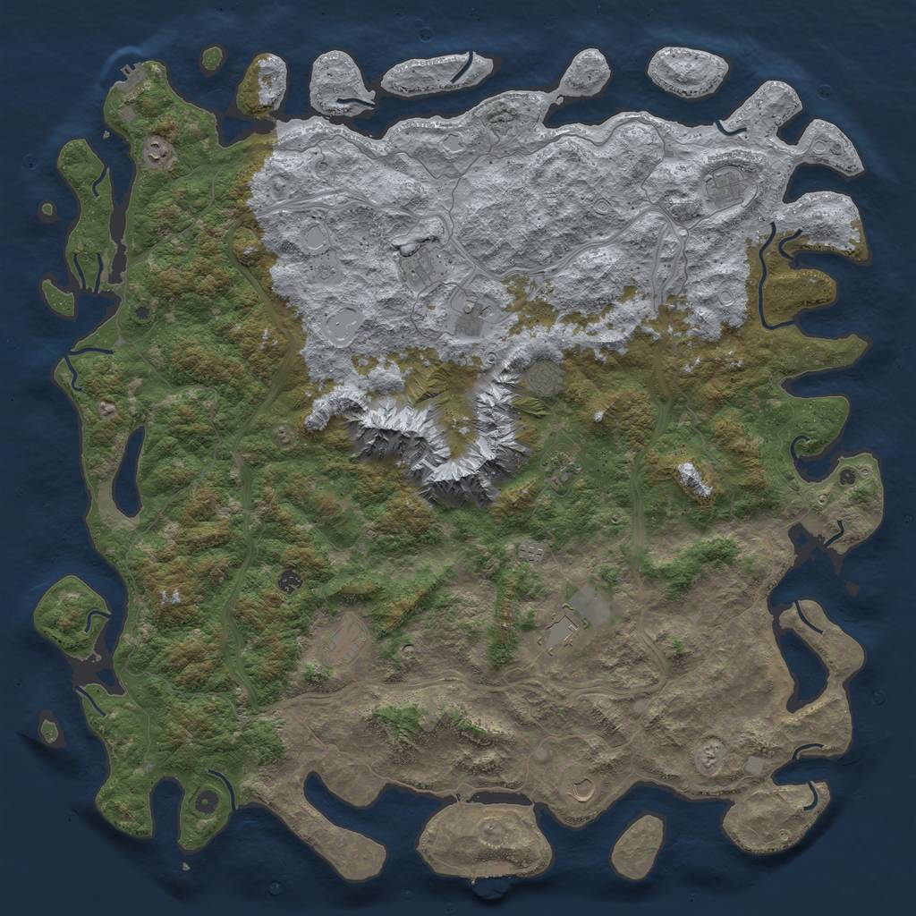 Rust Map: Procedural Map, Size: 6000, Seed: 4193051, 20 Monuments