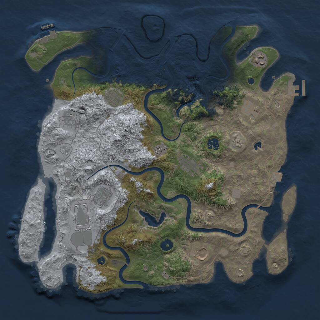 Rust Map: Procedural Map, Size: 4000, Seed: 403, 16 Monuments