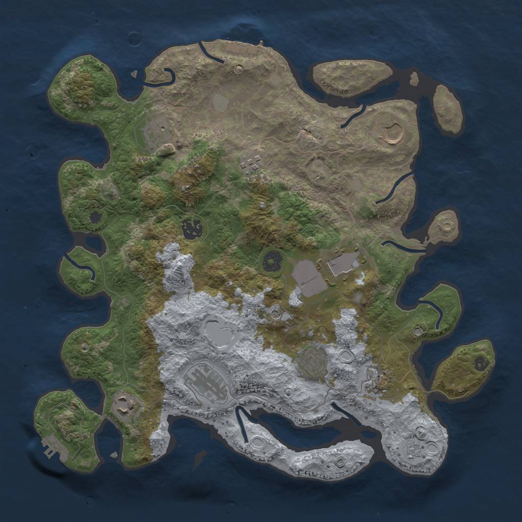 Rust Map: Procedural Map, Size: 3700, Seed: 746677901, 18 Monuments
