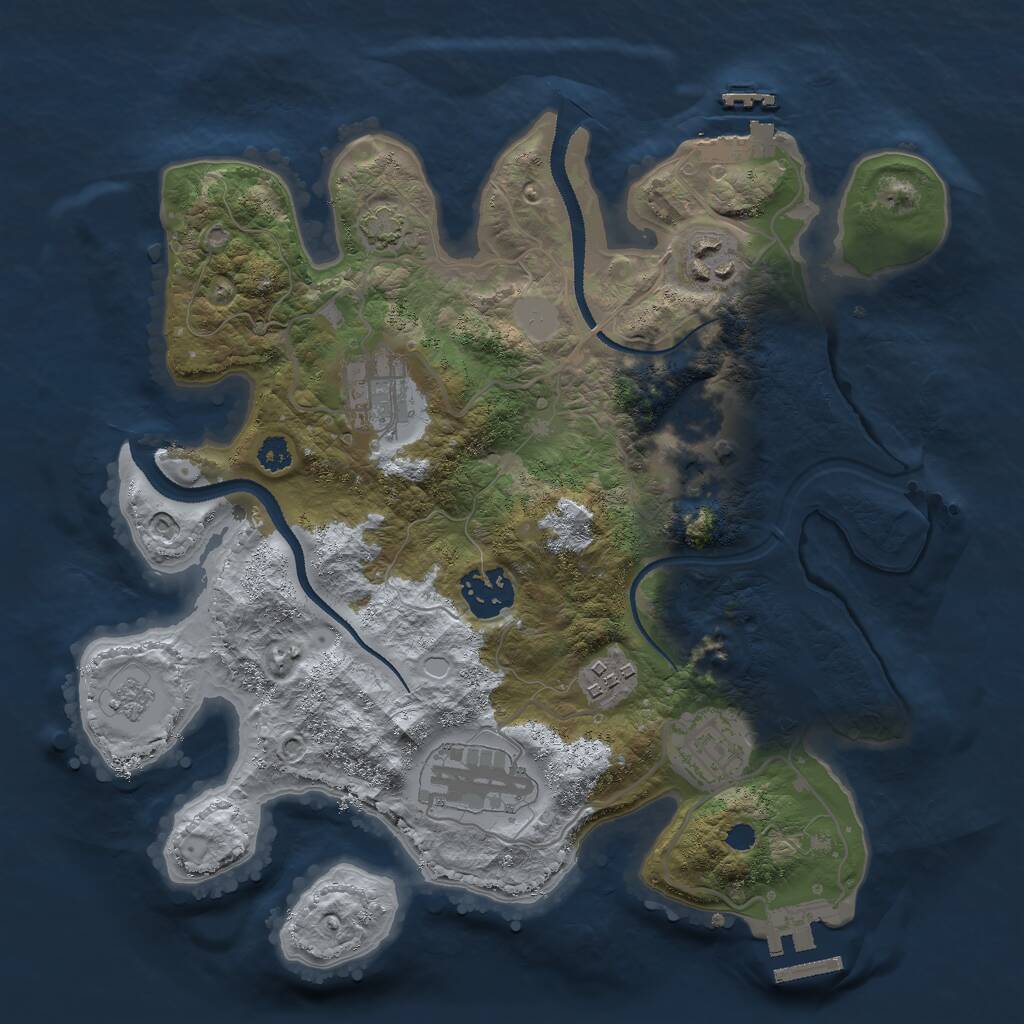 Rust Map: Procedural Map, Size: 3000, Seed: 1147442226, 12 Monuments