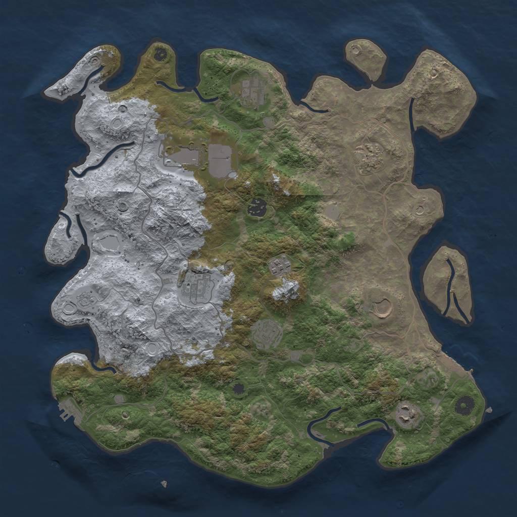 Rust Map: Procedural Map, Size: 4000, Seed: 3323, 18 Monuments
