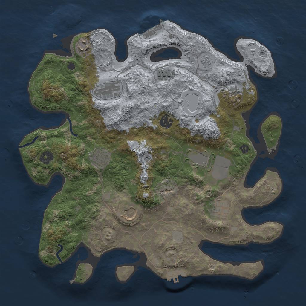 Rust Map: Procedural Map, Size: 3500, Seed: 1290786, 18 Monuments