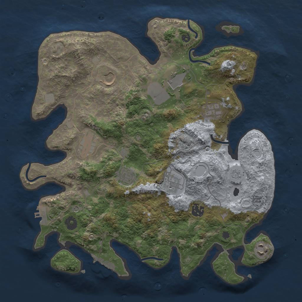 Rust Map: Procedural Map, Size: 3500, Seed: 401360369, 17 Monuments