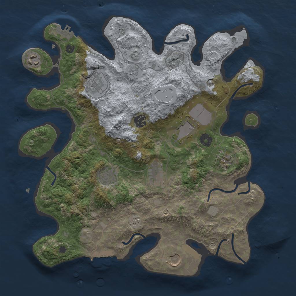 Rust Map: Procedural Map, Size: 3500, Seed: 949703112, 18 Monuments