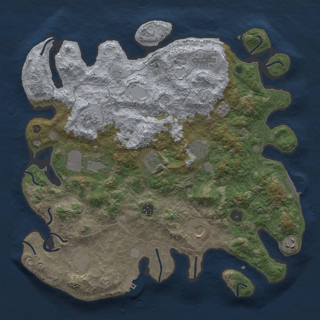Rust Map: Procedural Map, Size: 4000, Seed: 14836, 19 Monuments