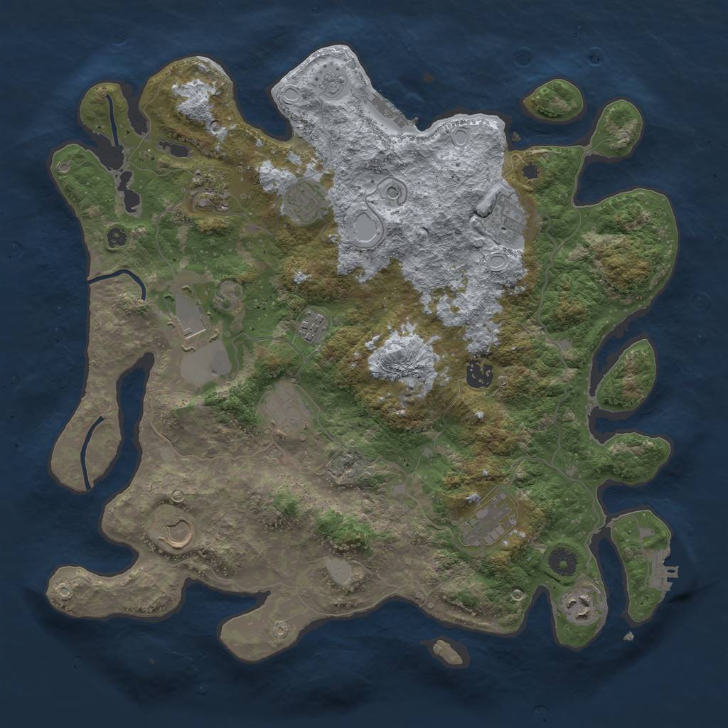 Rust Map: Procedural Map, Size: 3850, Seed: 430235853, 19 Monuments