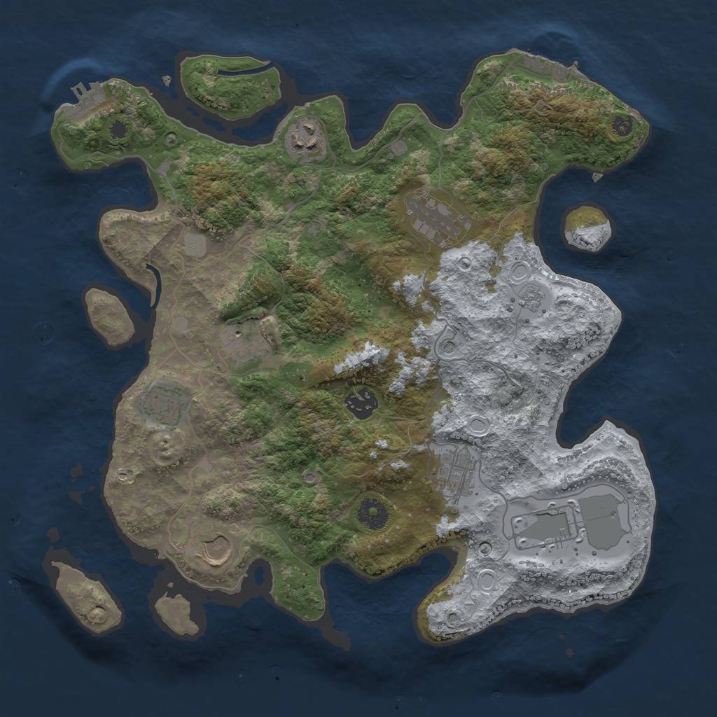 Rust Map: Procedural Map, Size: 3500, Seed: 450023536, 17 Monuments