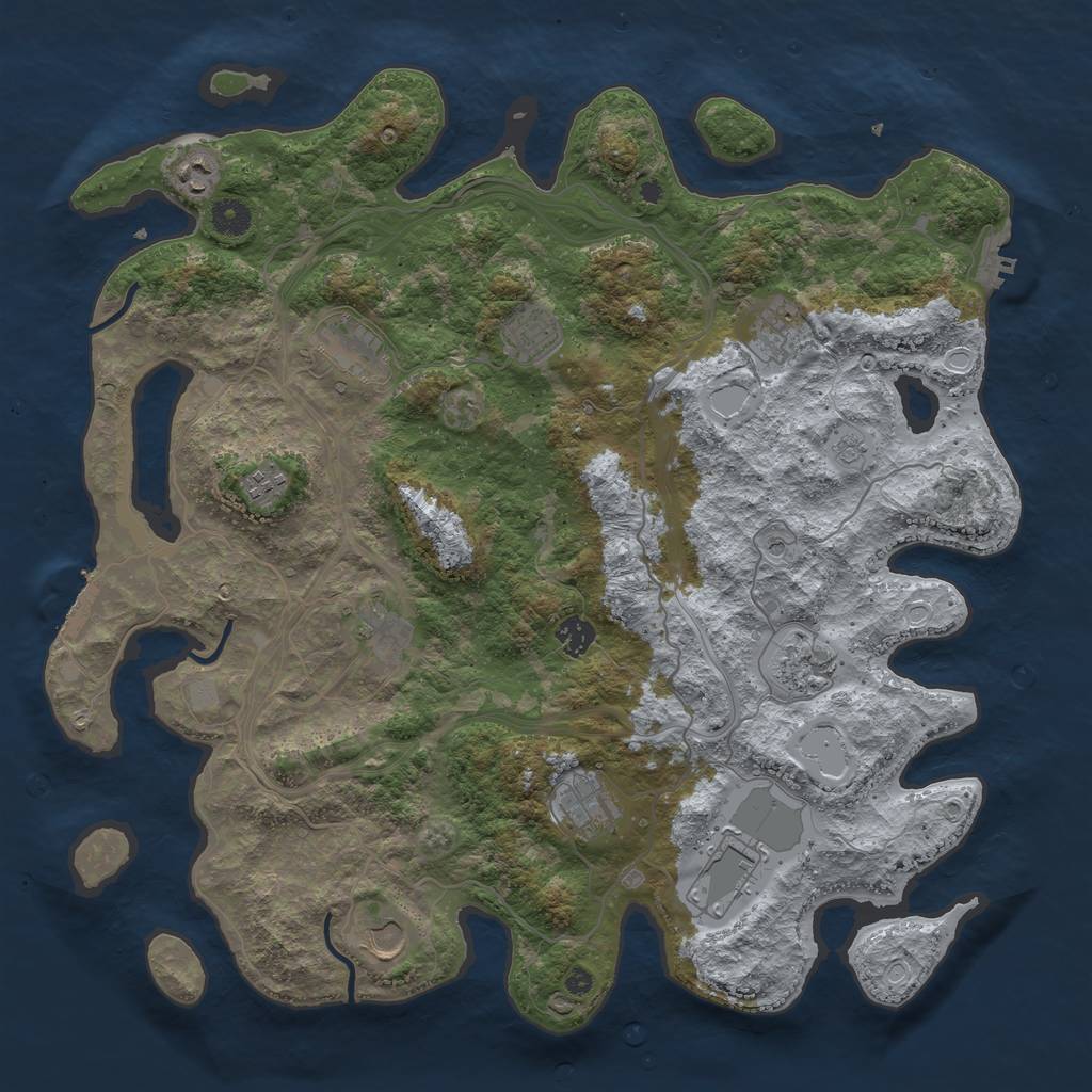 Rust Map: Procedural Map, Size: 4250, Seed: 663976368, 20 Monuments