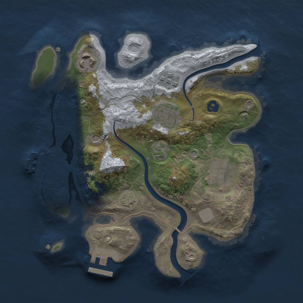 Rust Map: Procedural Map, Size: 2500, Seed: 798327198, 9 Monuments