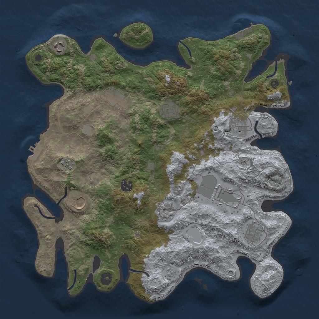 Rust Map: Procedural Map, Size: 3850, Seed: 305896184, 19 Monuments