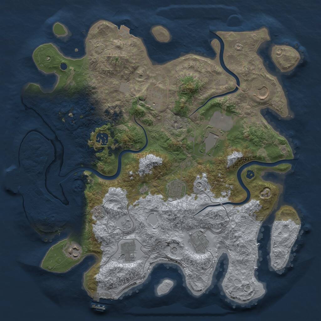 Rust Map: Procedural Map, Size: 3750, Seed: 286018699, 15 Monuments
