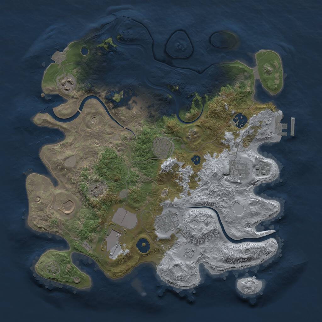 Rust Map: Procedural Map, Size: 3500, Seed: 1704248319, 14 Monuments