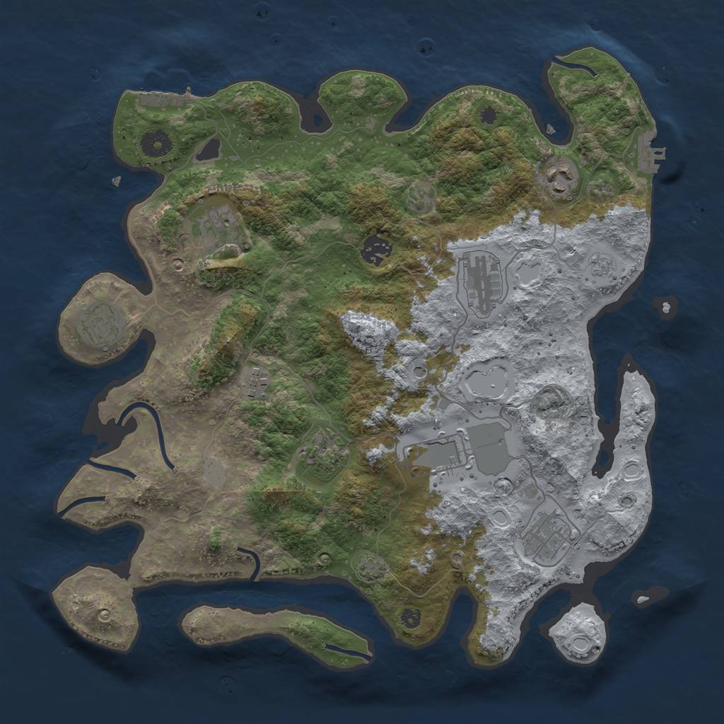 Rust Map: Procedural Map, Size: 3700, Seed: 1386074918, 17 Monuments