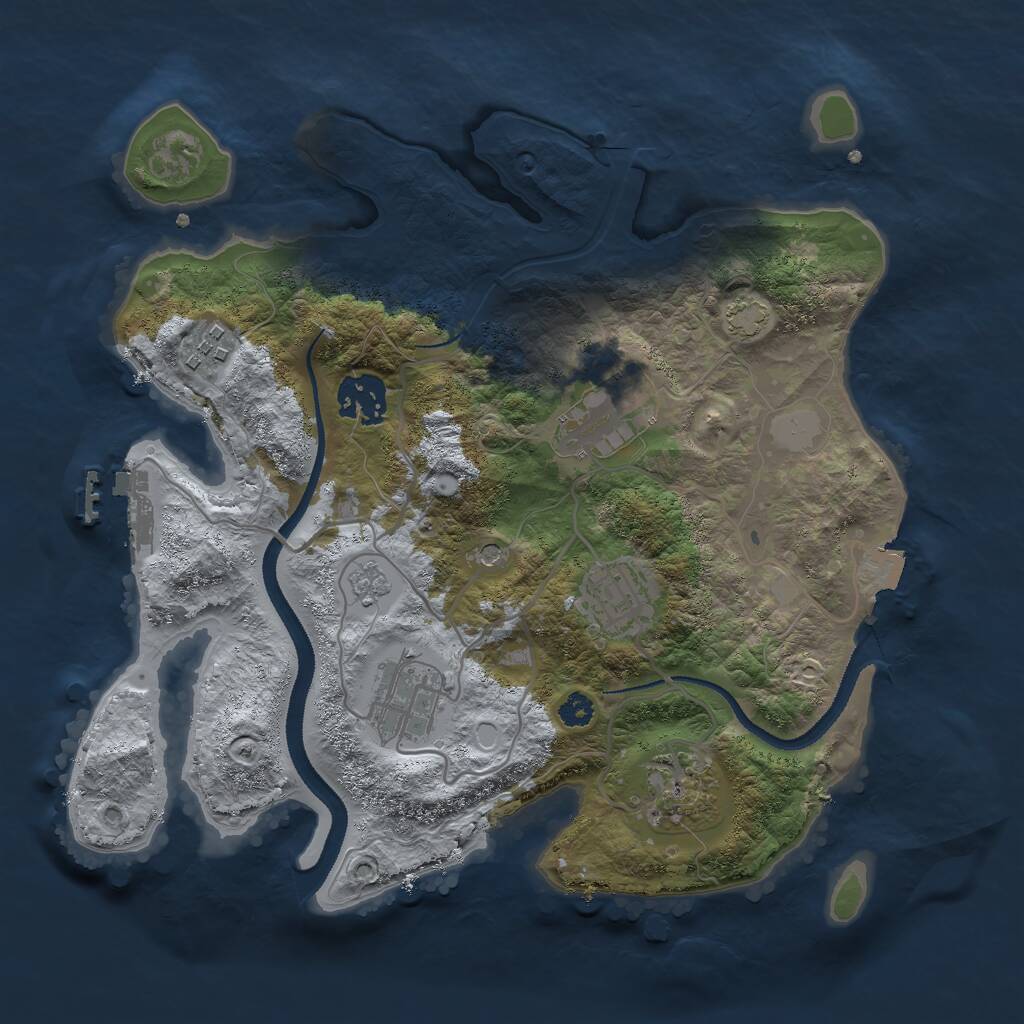 Rust Map: Procedural Map, Size: 3000, Seed: 442069382, 11 Monuments