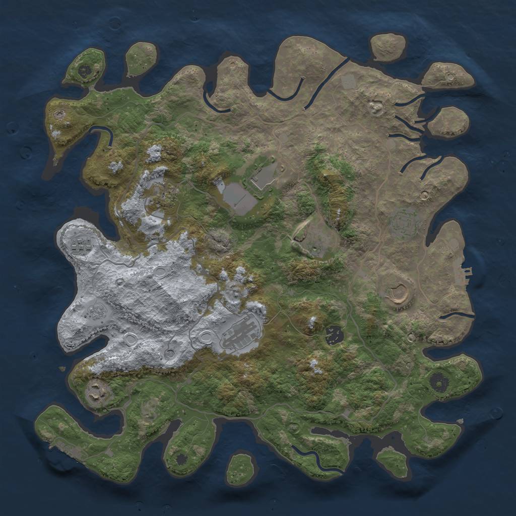 Rust Map: Procedural Map, Size: 4000, Seed: 323850, 18 Monuments
