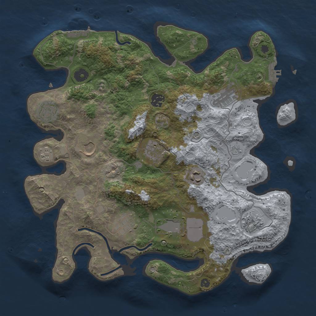 Rust Map: Procedural Map, Size: 3500, Seed: 533638428, 19 Monuments