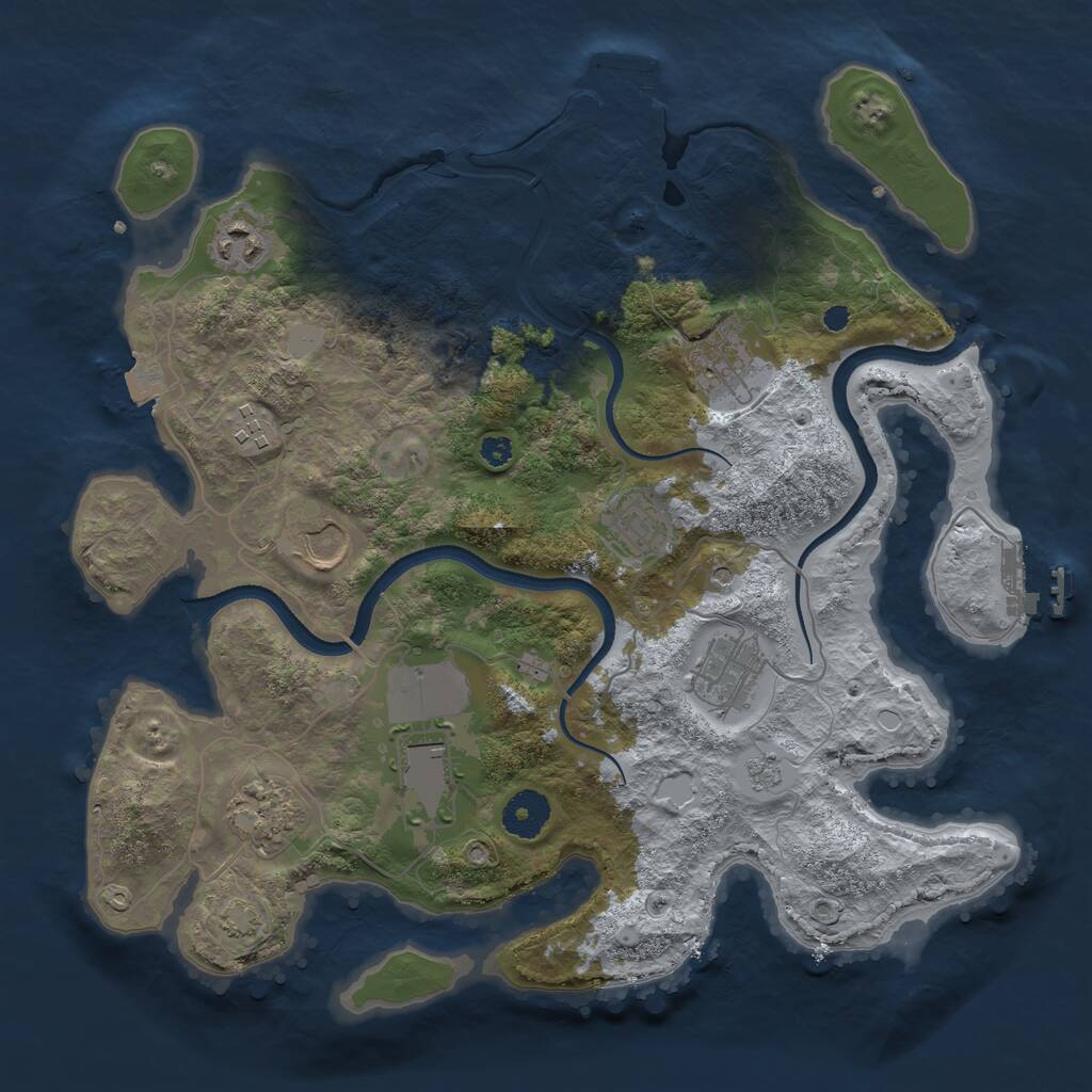 Rust Map: Procedural Map, Size: 3500, Seed: 763310511, 14 Monuments