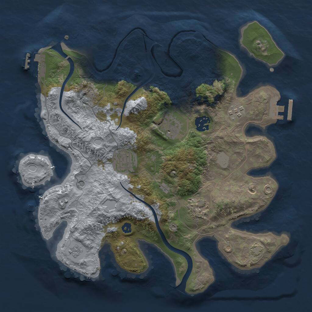 Rust Map: Procedural Map, Size: 3000, Seed: 2002282903, 11 Monuments