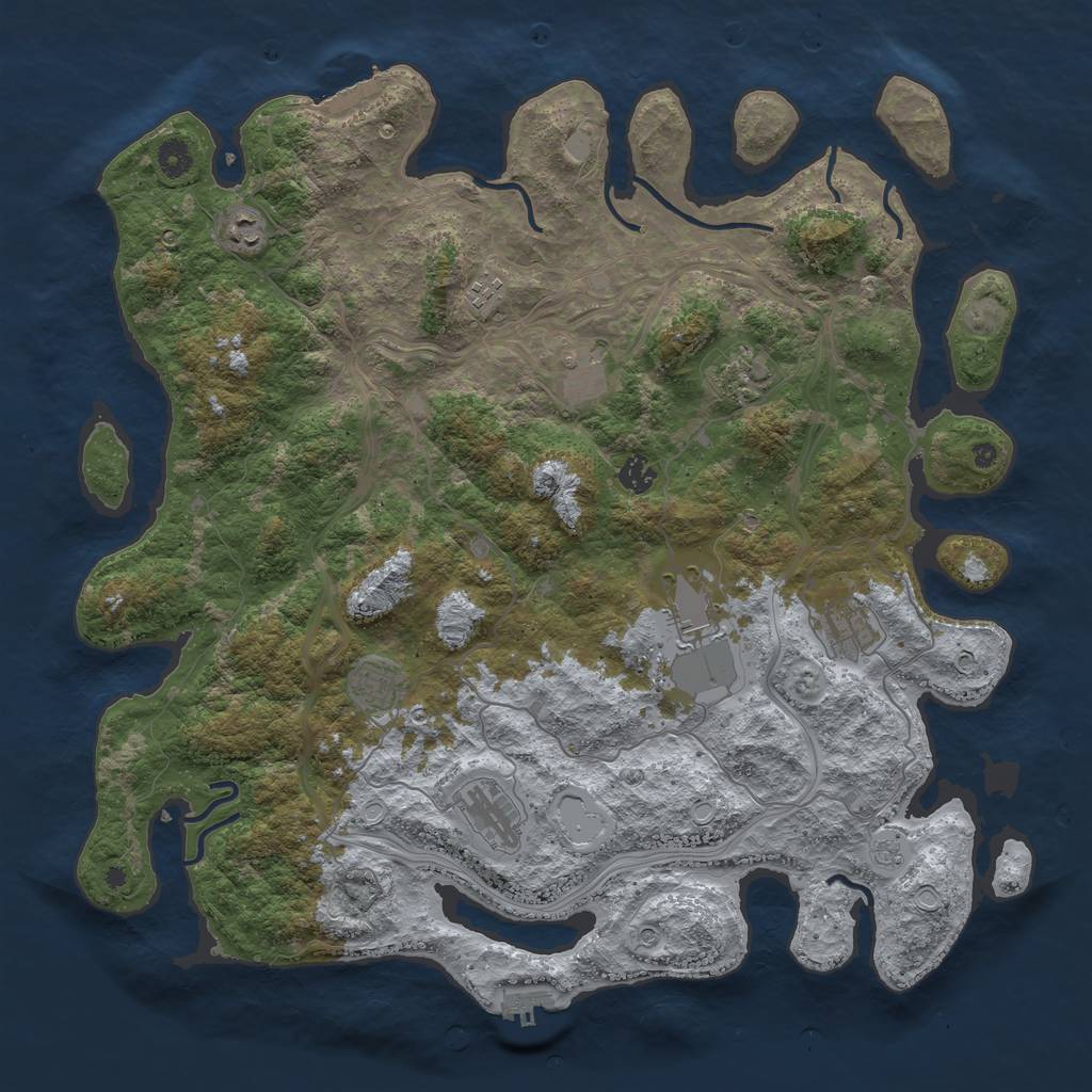 Rust Map: Procedural Map, Size: 4500, Seed: 39983, 18 Monuments