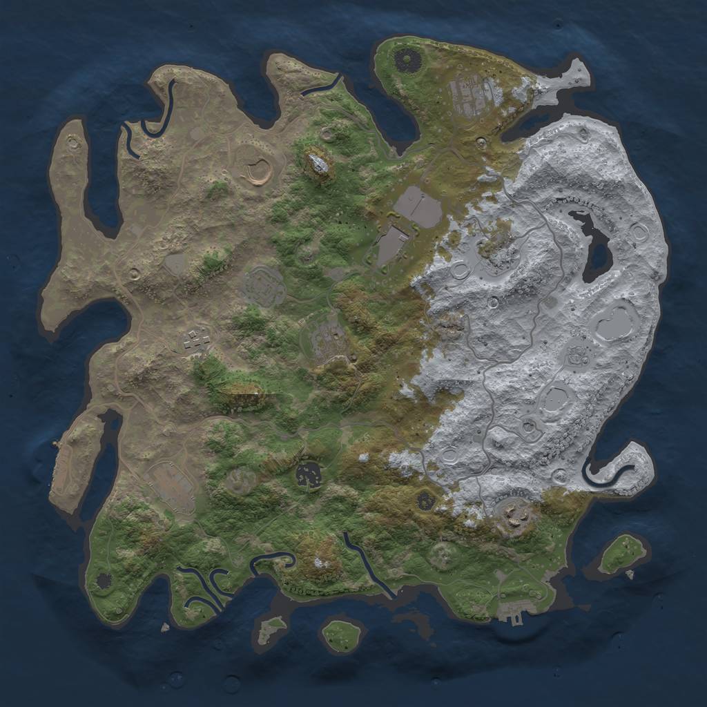Rust Map: Procedural Map, Size: 4000, Seed: 842779, 19 Monuments