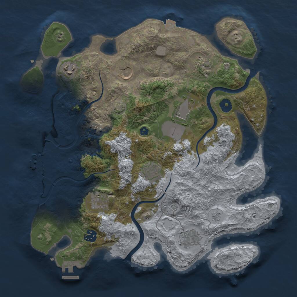 Rust Map: Procedural Map, Size: 3500, Seed: 5445, 15 Monuments