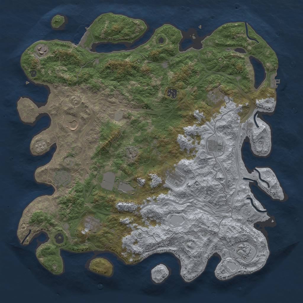 Rust Map: Procedural Map, Size: 4500, Seed: 1270250772, 20 Monuments