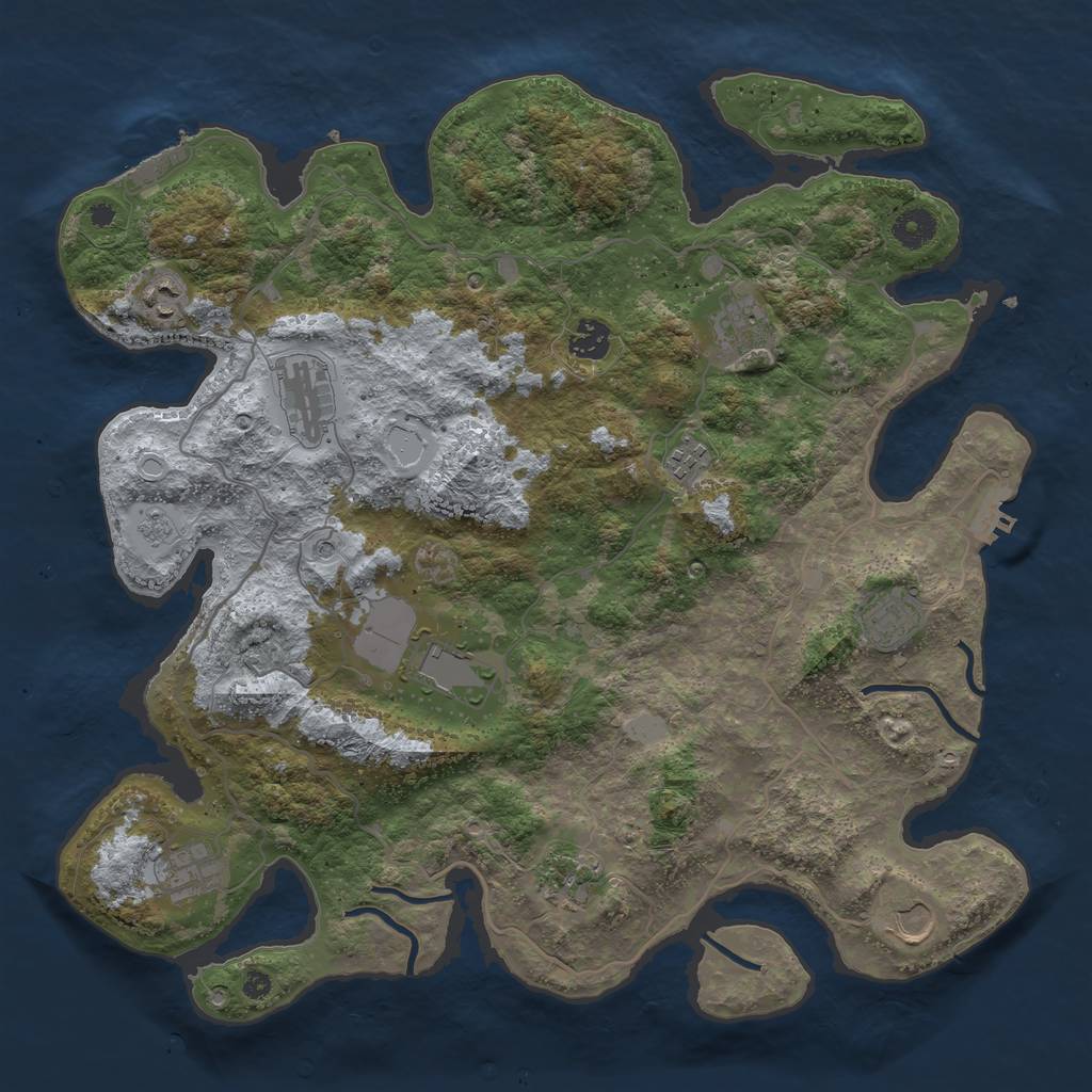 Rust Map: Procedural Map, Size: 4000, Seed: 268027, 19 Monuments