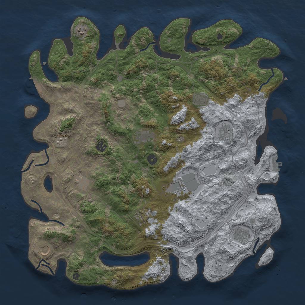 Rust Map: Procedural Map, Size: 4500, Seed: 620078011, 20 Monuments