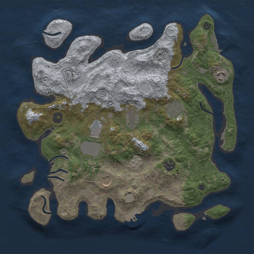 Rust Map: Procedural Map, Size: 3500, Seed: 19910314, 17 Monuments