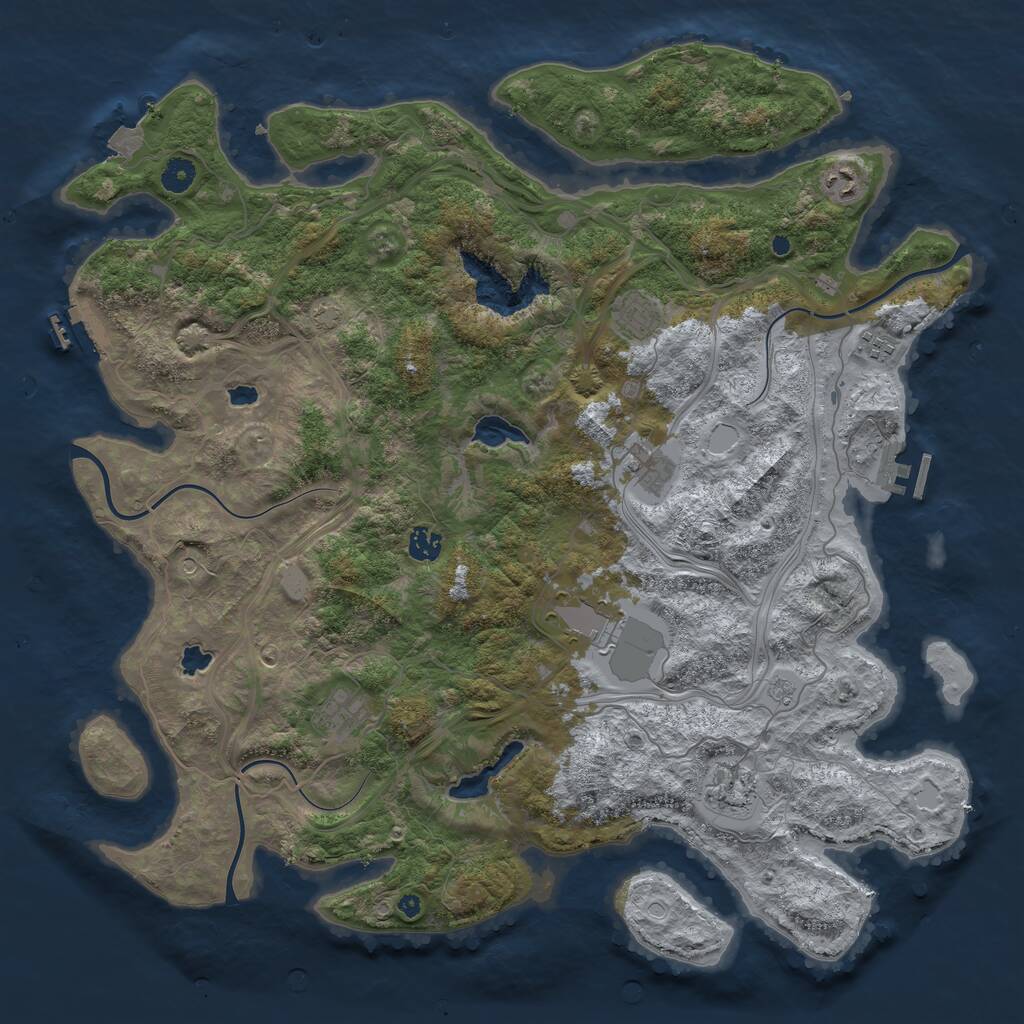Rust Map: Procedural Map, Size: 4500, Seed: 1770631, 14 Monuments