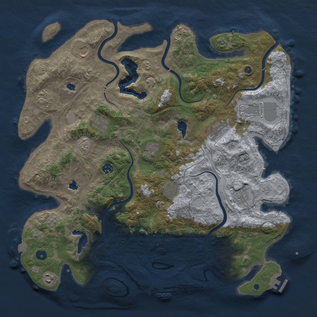 Rust Map: Procedural Map, Size: 4500, Seed: 679127636, 17 Monuments