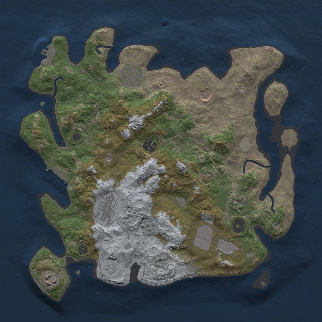 Rust Map: Procedural Map, Size: 3500, Seed: 211404, 15 Monuments