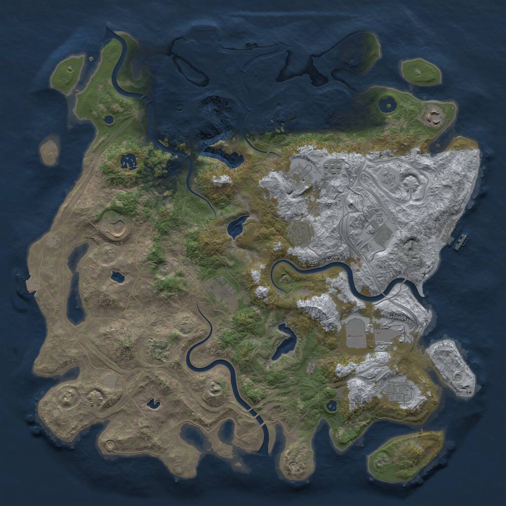 Rust Map: Procedural Map, Size: 4500, Seed: 1869582725, 17 Monuments
