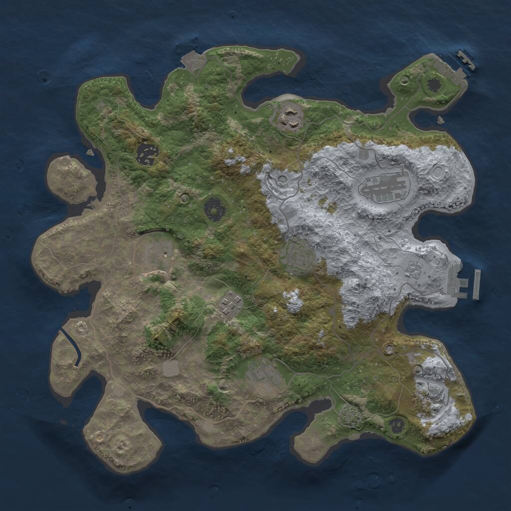 Rust Map: Procedural Map, Size: 3400, Seed: 1111, 14 Monuments