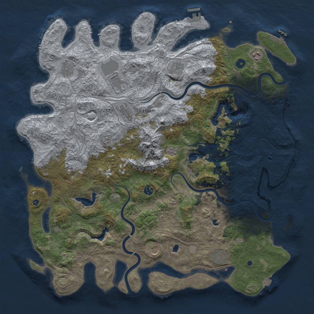 Rust Map: Procedural Map, Size: 5000, Seed: 223516307, 16 Monuments