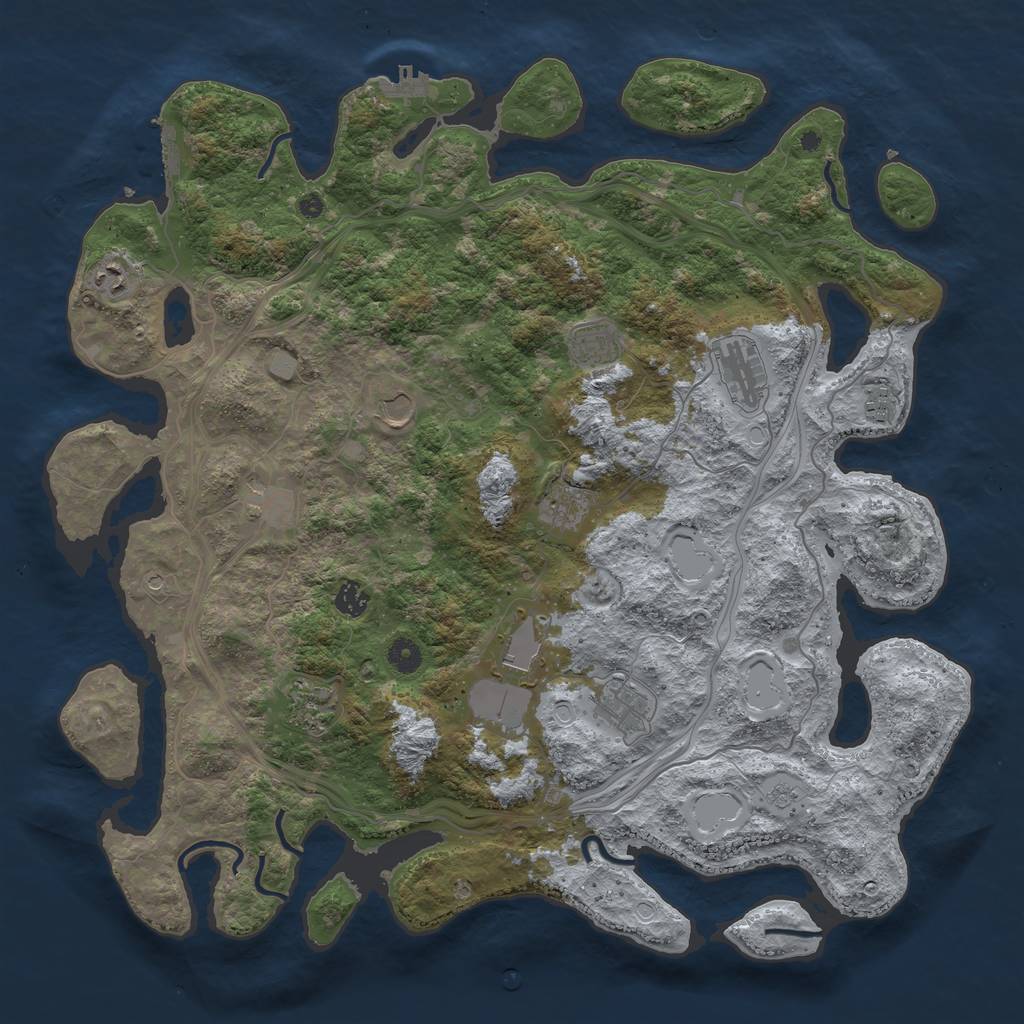 Rust Map: Procedural Map, Size: 4500, Seed: 604593789, 20 Monuments