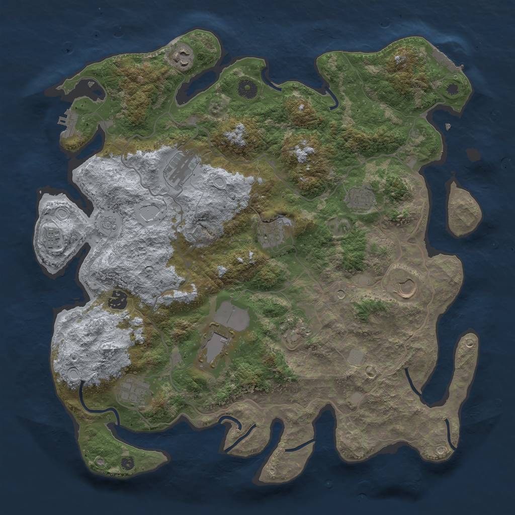 Rust Map: Procedural Map, Size: 4000, Seed: 248998906, 19 Monuments