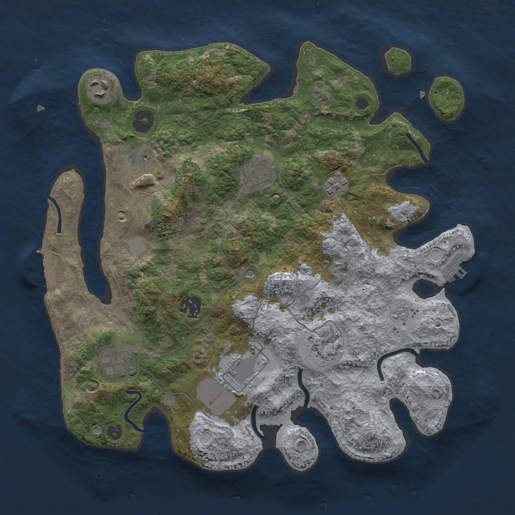 Rust Map: Procedural Map, Size: 3500, Seed: 414882868, 17 Monuments